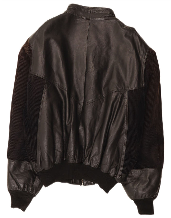 Vintage Ανδρικό Bomber Δερμάτινο Μπουφάν IT 52 XL Μαύρο