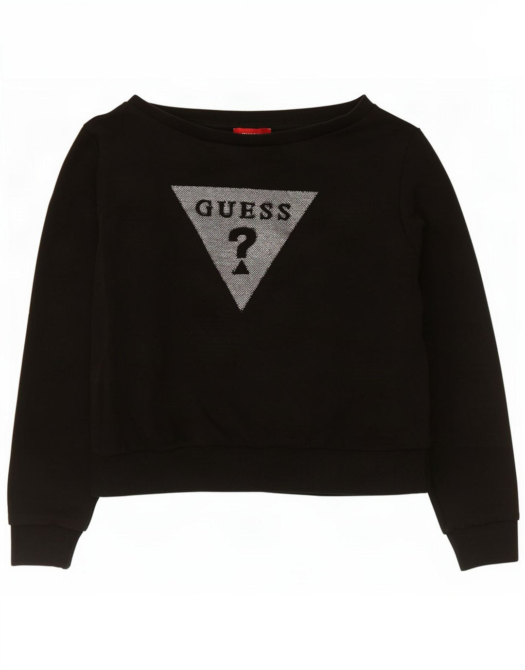 Guess Γυναικεία φούτερ γραφική Crop Jumper UK 14 Medium Black Cotton