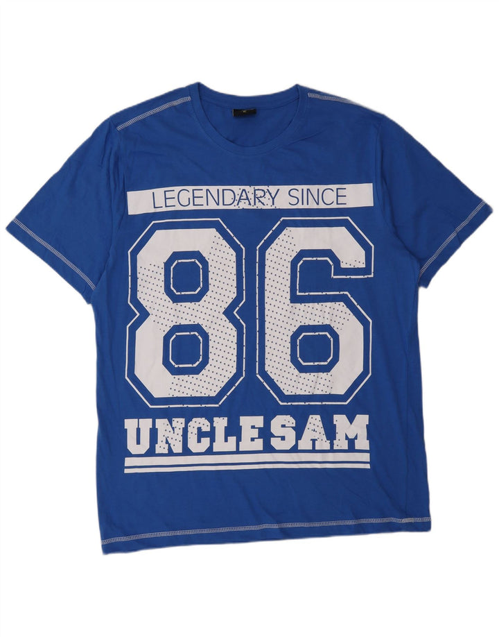 Uncle Sam Ανδρικό γραφικό T-Shirt Top XL Blue Cotton