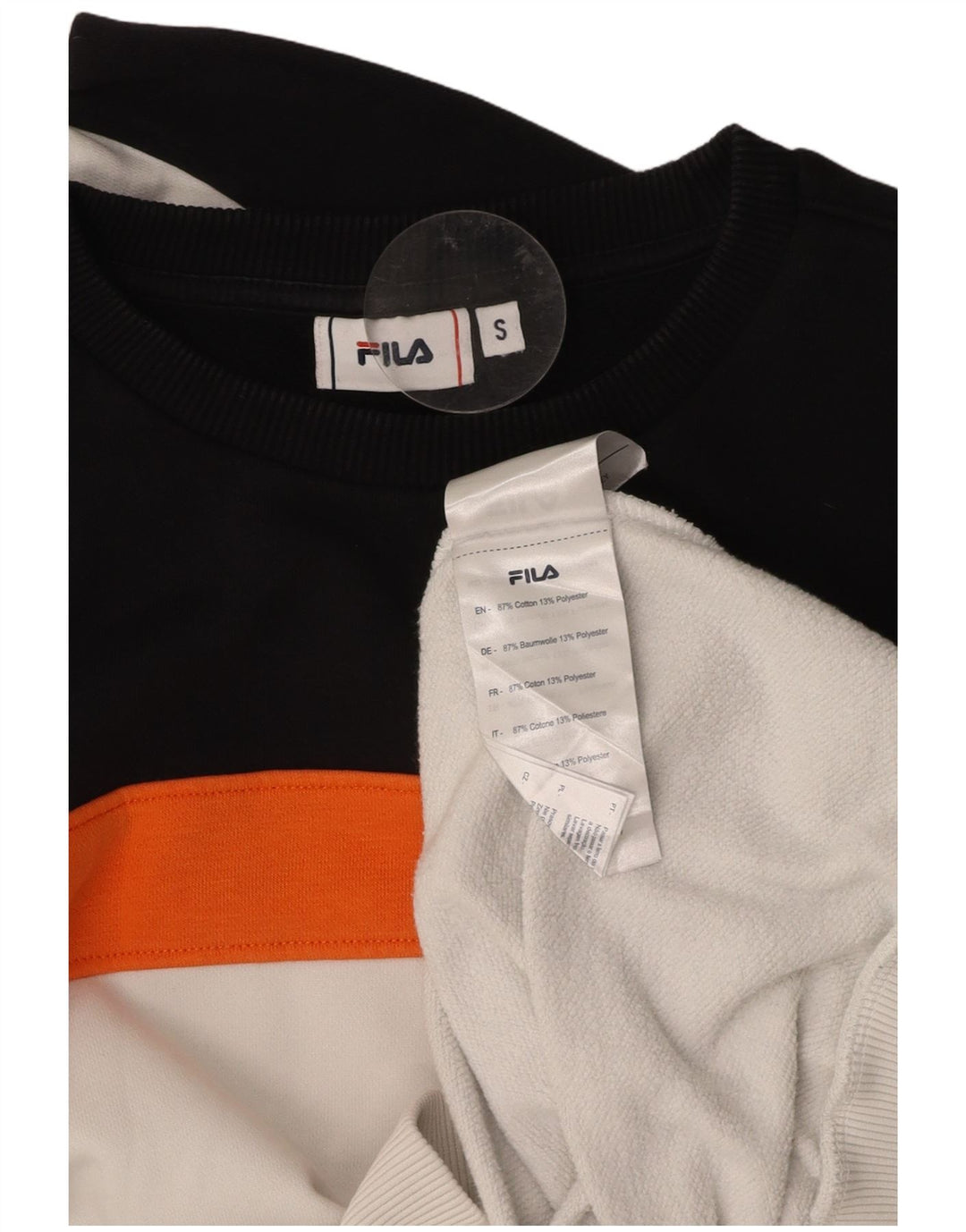 FILA Mens Sweatshirt Jumper Small White Colourblock Cotton