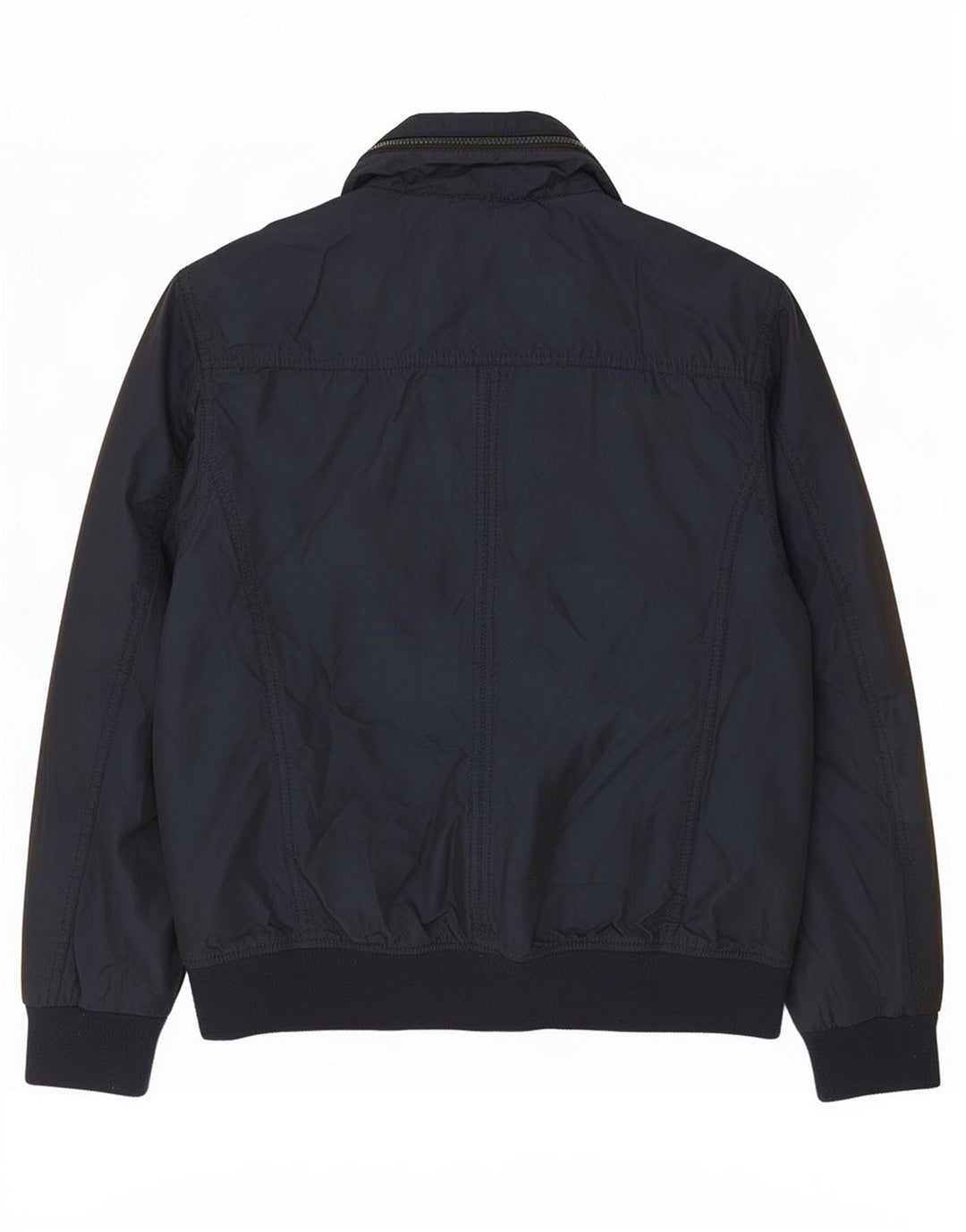 Zara Ανδρικό Bomber Jacket UK 40 Large Navy Blue Polyester