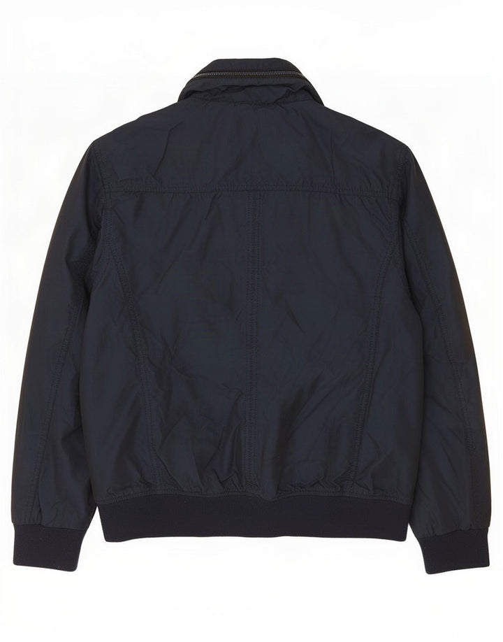 Zara Ανδρικό Bomber Jacket UK 40 Large Navy Blue Polyester