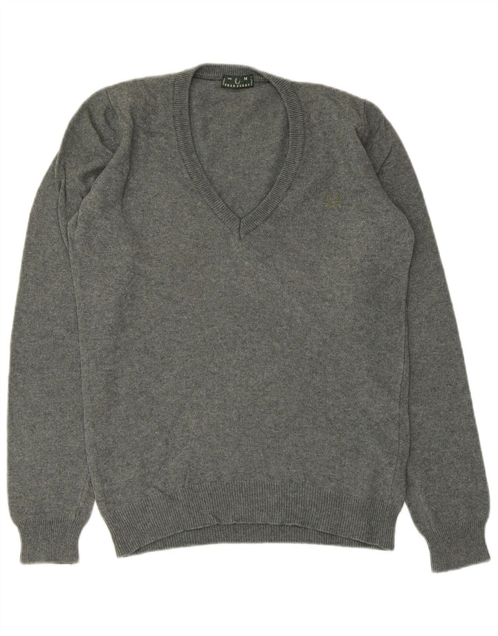 Fred Perry Γυναικείο πουλόβερ με V λαιμόκοψη UK 12 μεσαίο γκρι μαλλί