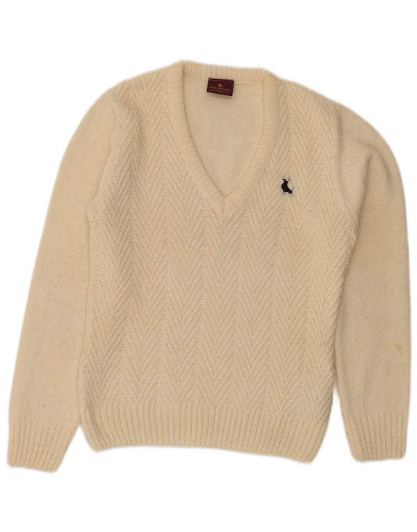 Piel De Toro Γυναικείο πουλόβερ με λαιμόκοψη με V λαιμόκοψη UK 10 Small Off White