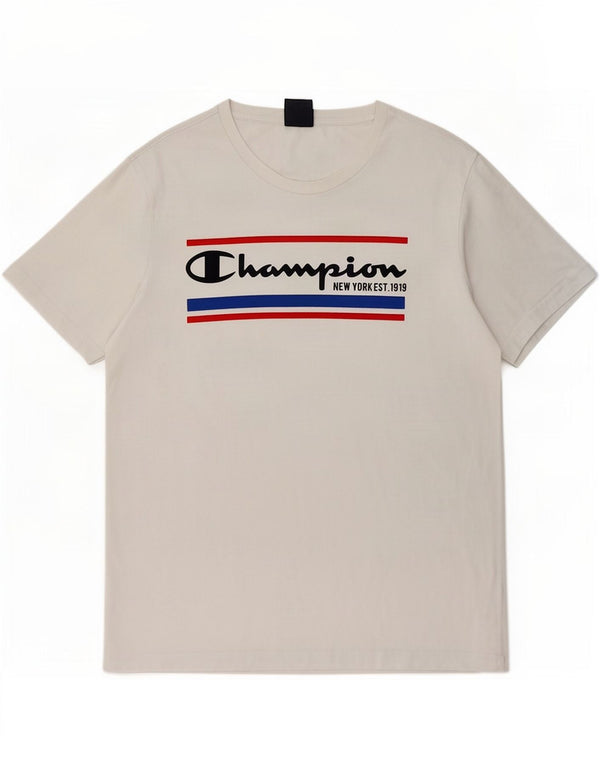 Champion Mens Graphic T-Shirt Top Large White