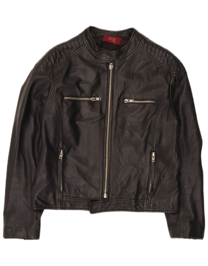 Ανδρικό δερμάτινο μπουφάν Basile UK 38 Medium Black