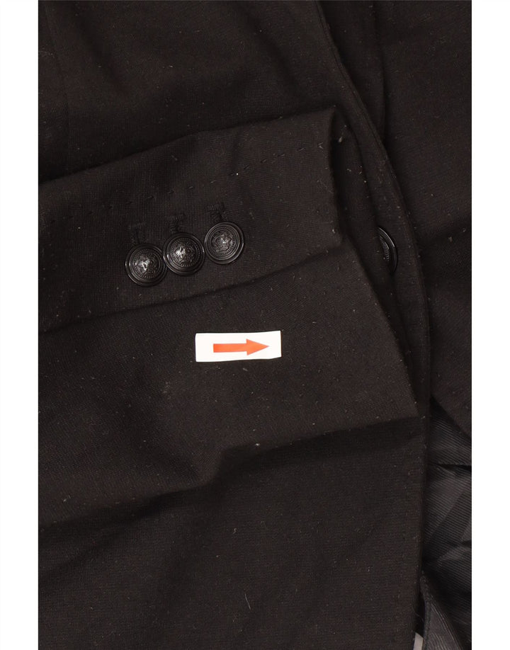 Zara Γυναικείο Μπουφάν 1 Κουμπί Blazer UK 12 Μεσαίο Μαύρο Πολυεστέρας