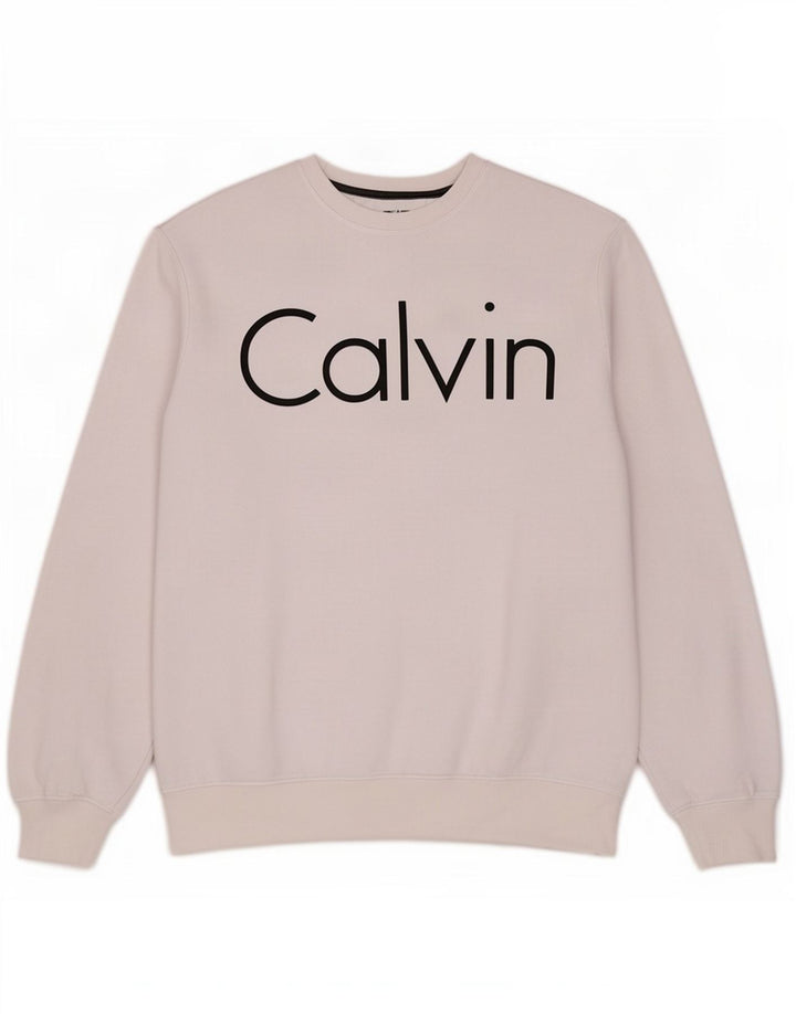Ανδρικό γραφικό φούτερ Calvin Klein, μεσαίο λευκό βαμβακερό