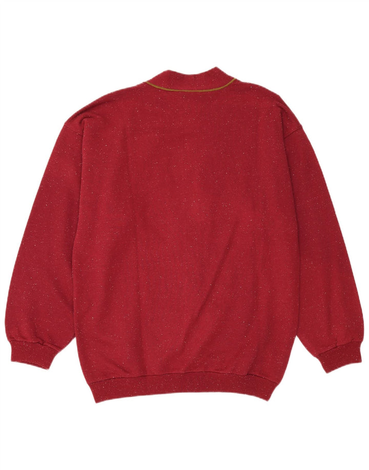 Vintage Ανδρικό Ζακέτα πουλόβερ Μεγάλο Μπορντό Flecked