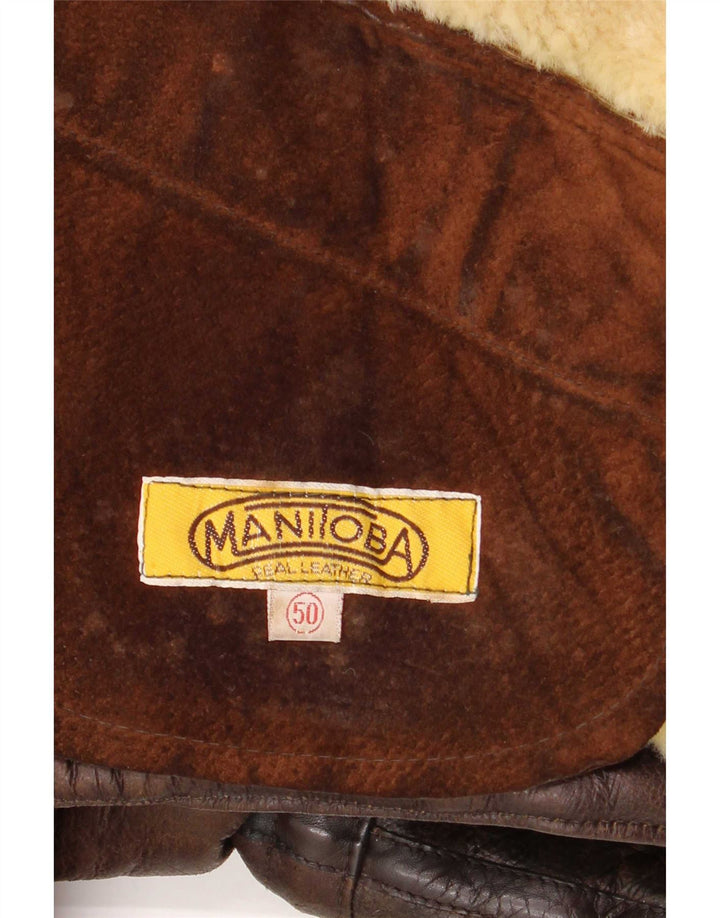 Vintage Ανδρικό Πανωφόρι Shearling IT 50 Δερμάτινο Μεγάλο Καφέ