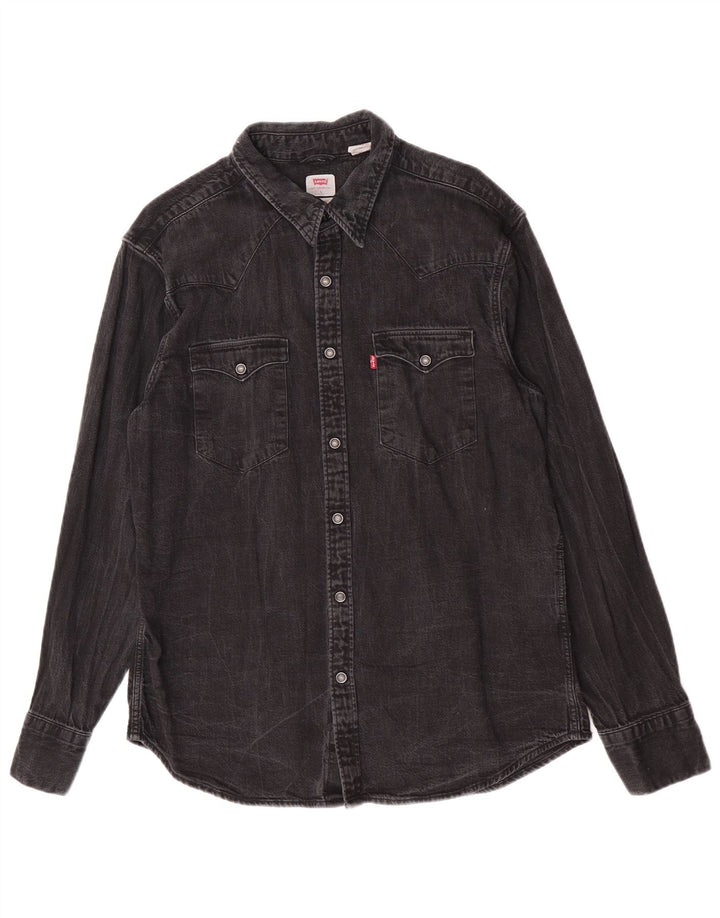 Ανδρικό πουκάμισο Levi's Standard τζιν, μεγάλο γκρι βαμβακερό