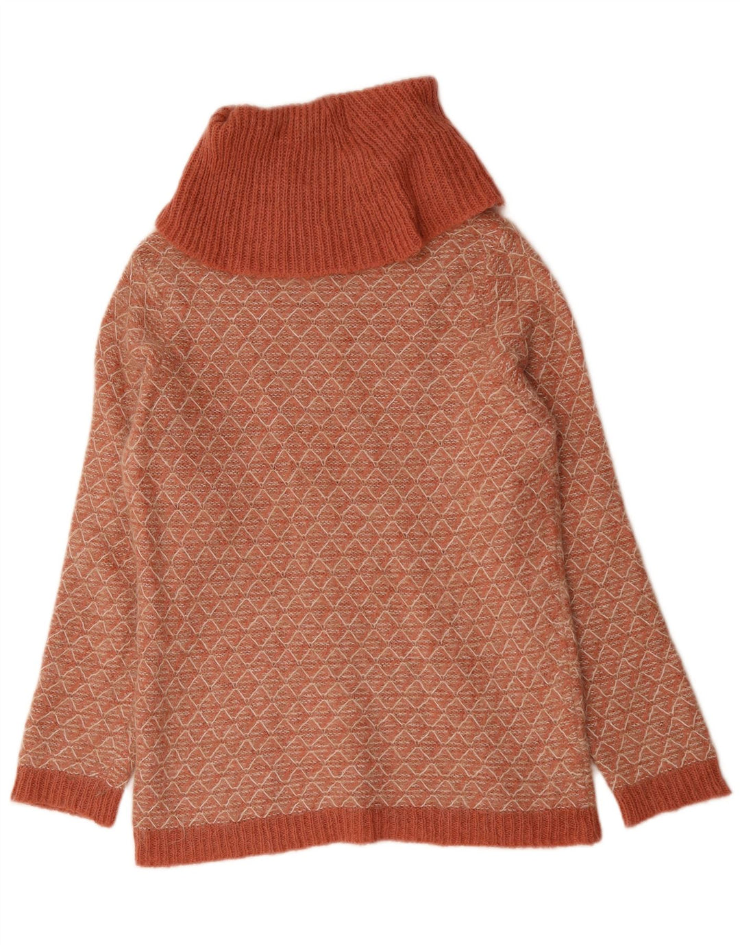 Madeleine Γυναικείο πουλόβερ με ρολό λαιμόκοψη UK 14 Medium Pink Geometric