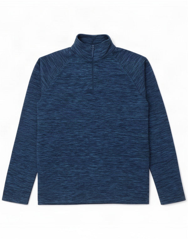 Mountain Warehouse Mens Zip Neck Fleece Jumper Small Blue Flecked Polyester
