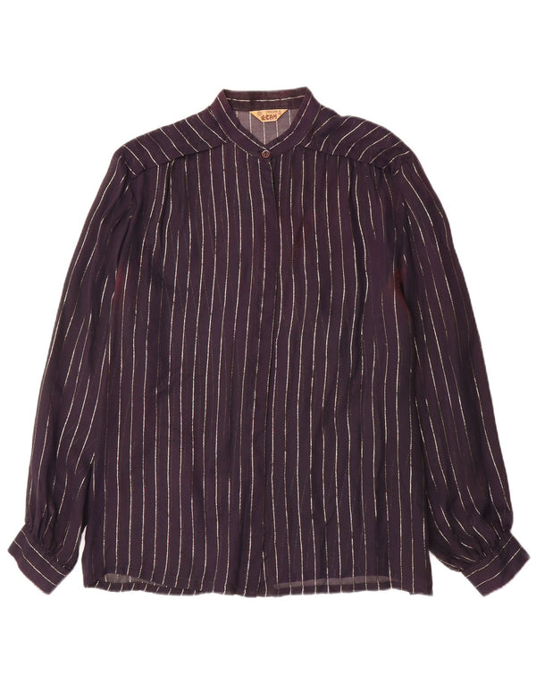 Vintage Γυναικείο Πουκάμισο Μπλούζα IT 46 Large Navy Blue Pinstripe