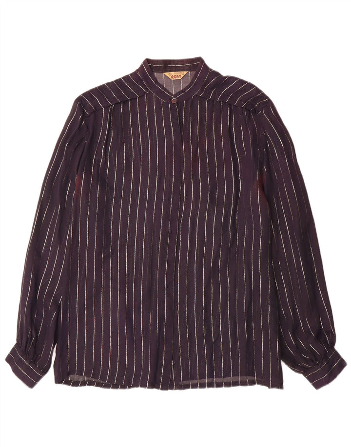 Vintage Γυναικείο Πουκάμισο Μπλούζα IT 46 Large Navy Blue Pinstripe