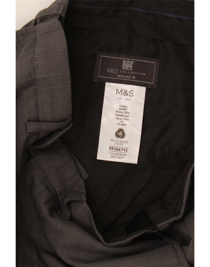 Marks & Spencer Ανδρικό ίσιο παντελόνι με ίσιο κοστούμι W32 L26 Γκρι μαλλί