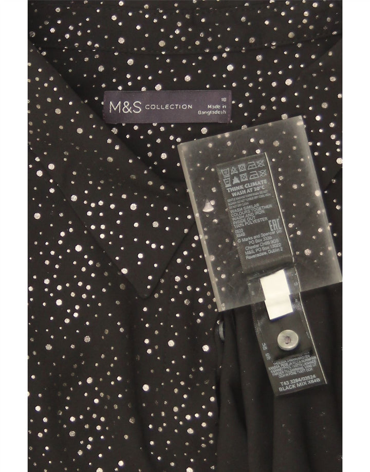 Marks & Spencer Γυναικείο πουκάμισο Oversized Μπλούζα UK 18 XL Black Spotted
