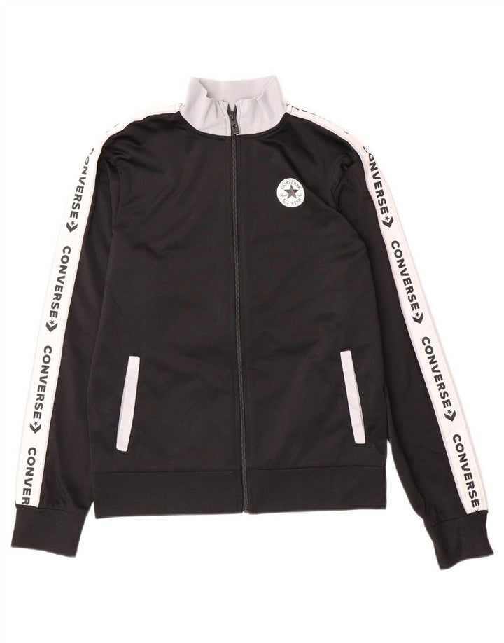CONVERSE Boys Tracksuit Top Jacket 12-13 Years Large Black Colourblock