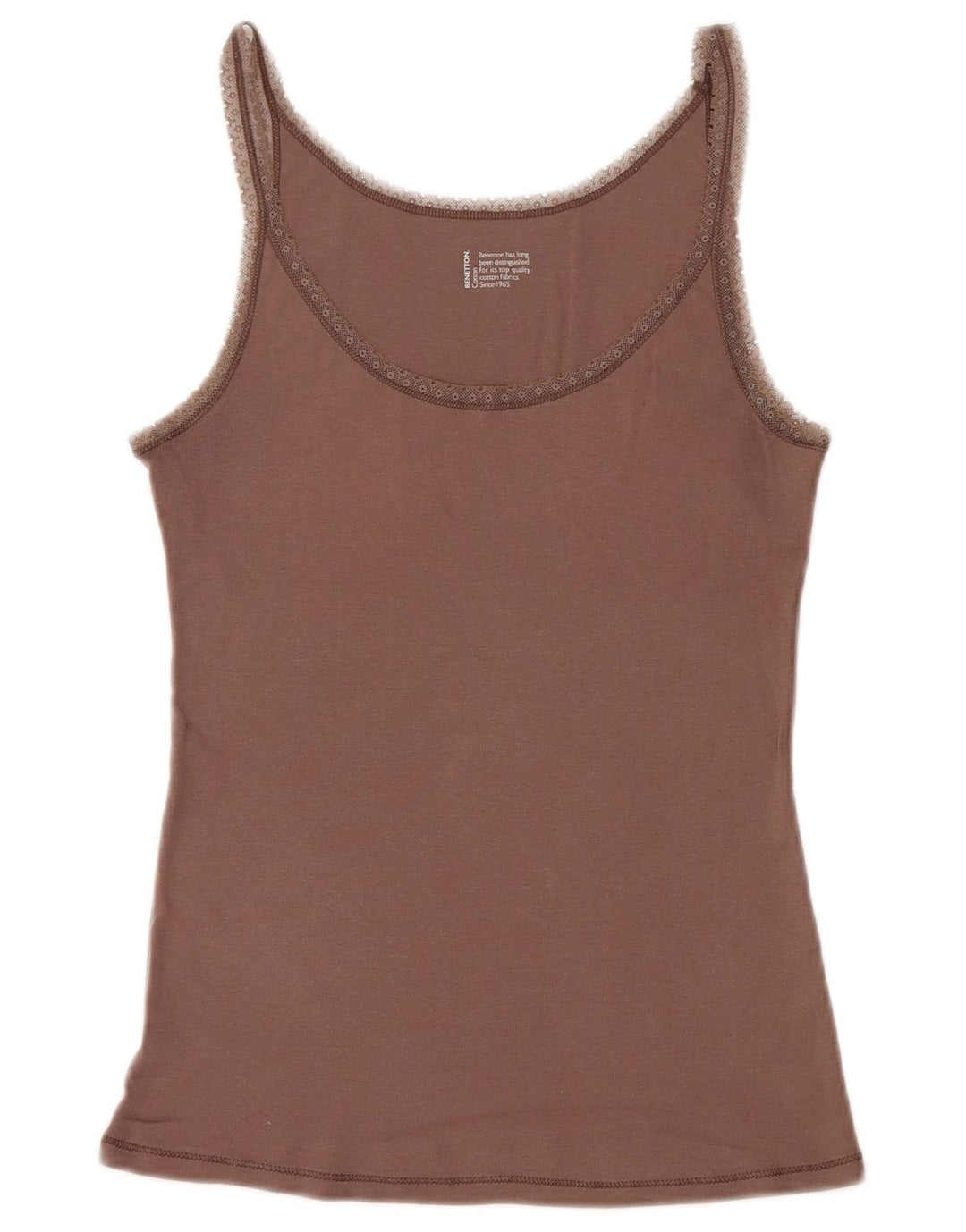 BENETTON Γυναικείο Cami Top UK 14 Large Brown Βαμβακερό