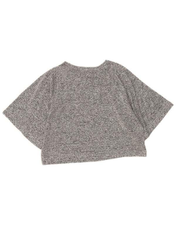Zara Γυναικείο T-Shirt Crop Top UK 14 Medium Grey Flecked