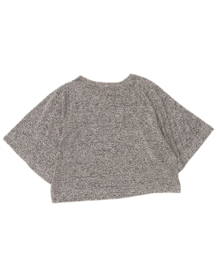 Zara Γυναικείο T-Shirt Crop Top UK 14 Medium Grey Flecked