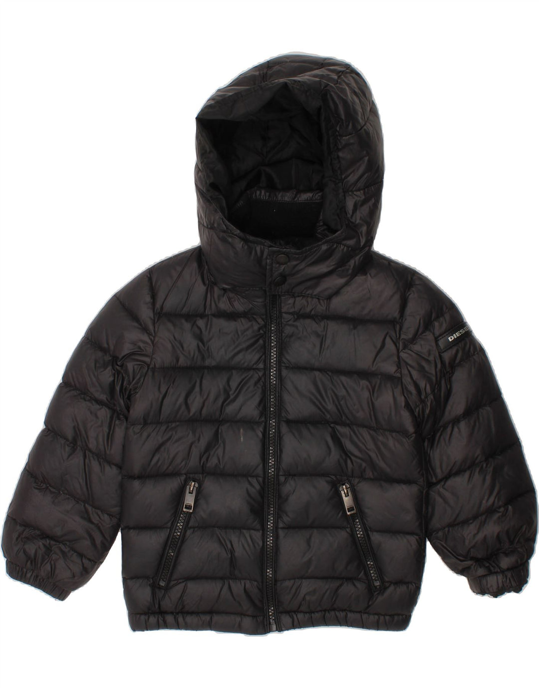 DIESEL Boys Hooded Padded Jacket 3-4 Years Black Vintage Diesel and Second-Hand Diesel from Messina Hembry 