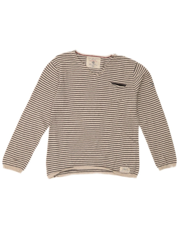 Πουλόβερ Zara Girls με V λαιμόκοψη 9-10 ετών Λευκό ριγέ