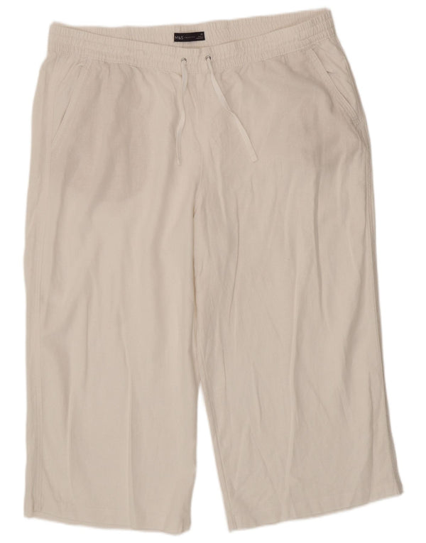 Marks & Spencer Γυναικείο ίσιο παντελόνι Capri UK 20 2XL W40 L21 Λευκό