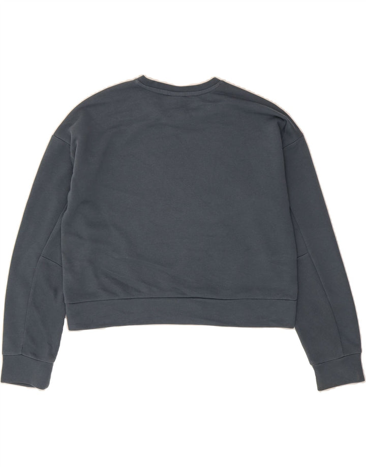 ADIDAS Womens Crop Sweatshirt Jumper UK 12/14 Medium Grey Cotton Vintage Adidas and Second-Hand Adidas from Messina Hembry 