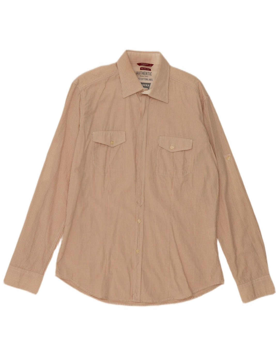 Ανδρικό πουκάμισο Carrera Slim Fit Μεγάλο μπεζ βαμβακερό Gingham
