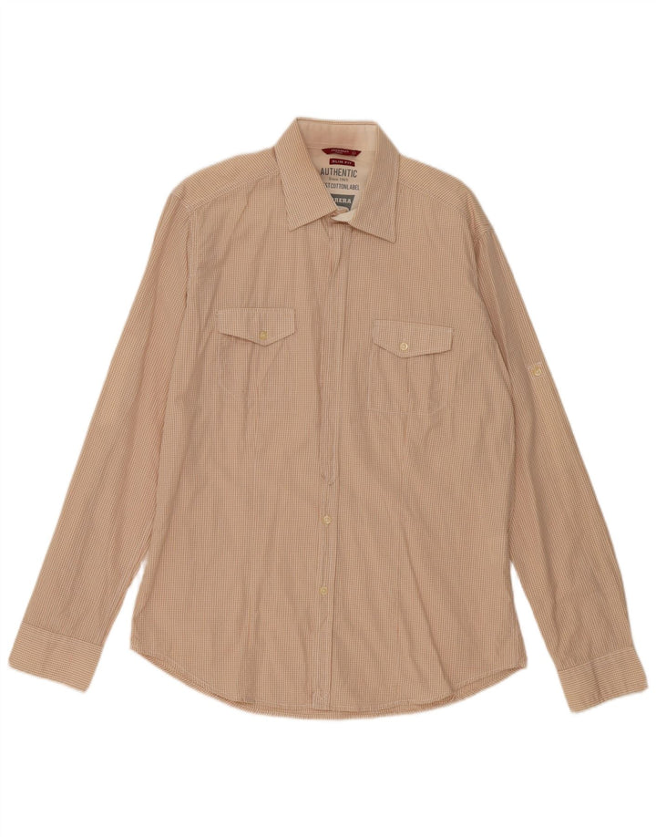 Ανδρικό πουκάμισο Carrera Slim Fit Μεγάλο μπεζ βαμβακερό Gingham