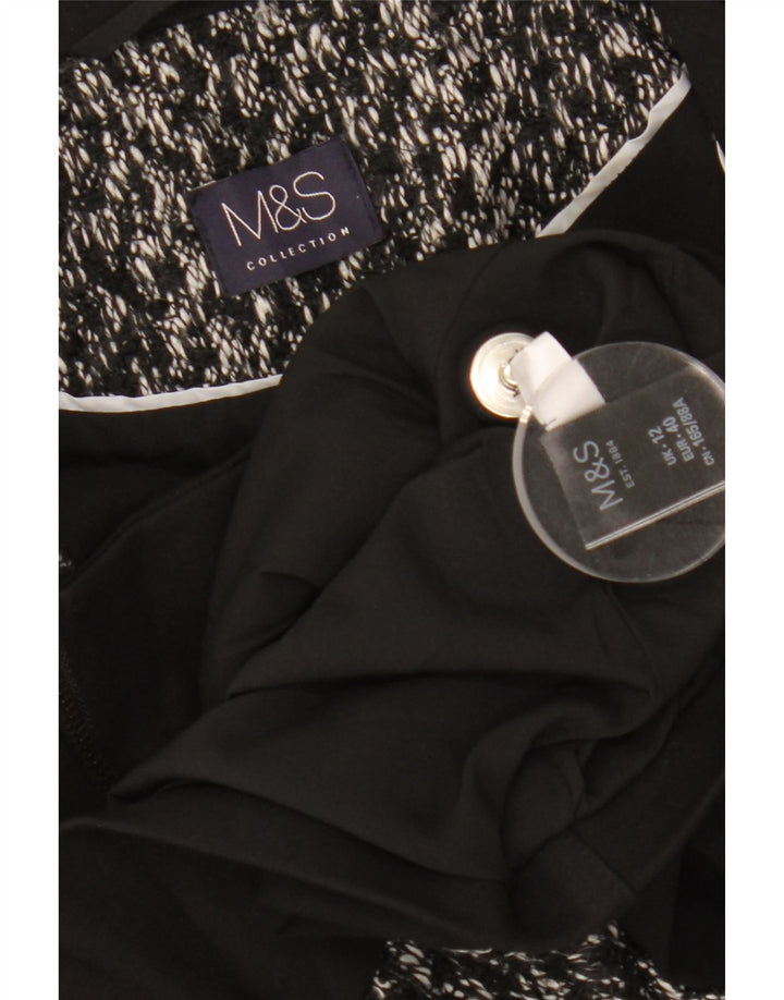 MARKS & SPENCER Γυναικείο Crop Blazer Jacket UK 12 Medium Black Flecked