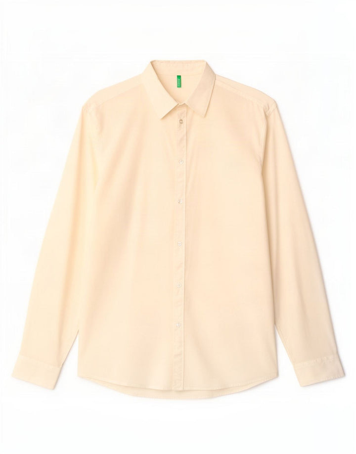 Ανδρικό πουκάμισο Benetton XL Λευκό βαμβακερό