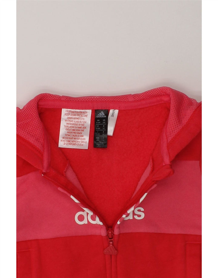 ADIDAS Baby Girls Graphic Zip Hoodie Sweater 3-6 Months Red Colourblock | Vintage Adidas | Thrift | Second-Hand Adidas | Used Clothing | Messina Hembry 