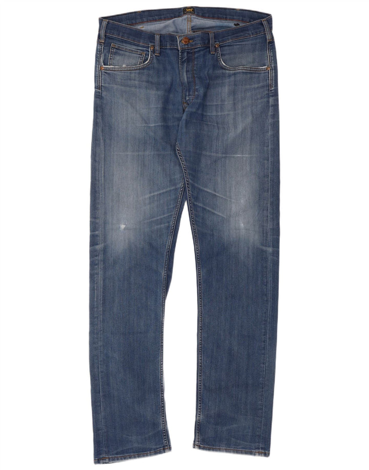 Lee Mens Straight Jeans W38 L36 Blue Cotton