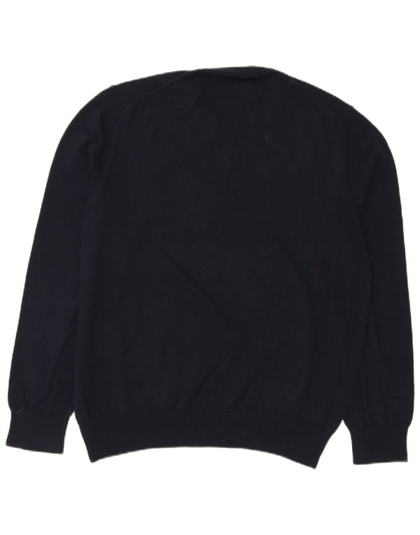 MARKS & SPENCER Ανδρικό πουλόβερ με λαιμόκοψη XL Navy Blue Cotton