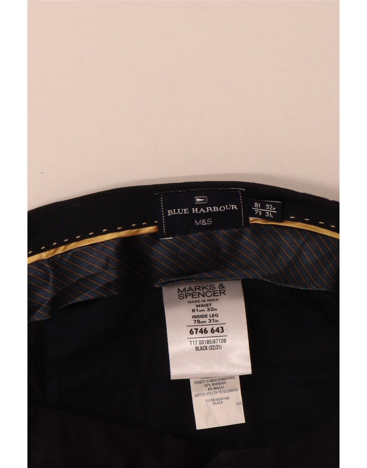 Marks & Spencer Ανδρικό Μπλε Harbour ίσιο παντελόνι W32 L31 Μαύρο