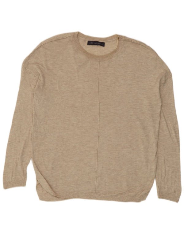 Marks & Spencer Γυναικείο πουλόβερ με λαιμόκοψη UK 10 Small Beige Viscose