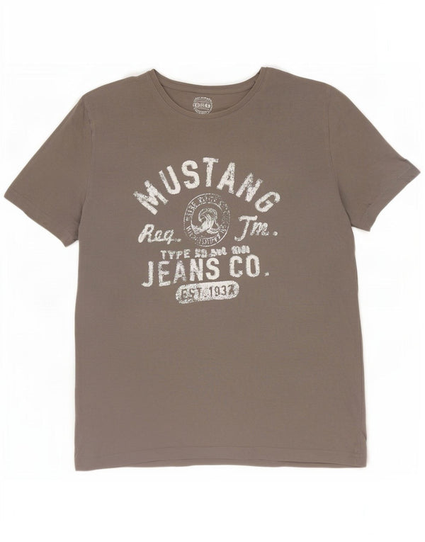 Mustang Ανδρικό γραφικό T-Shirt Top XL Γκρι βαμβακερό
