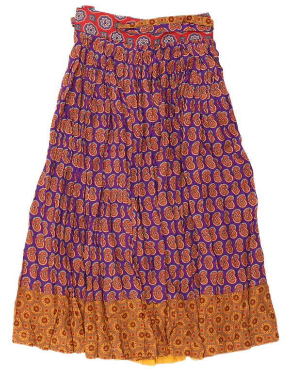 VINTAGE Womens Flared Skirt W28 Medium  Purple Paisley Viscose