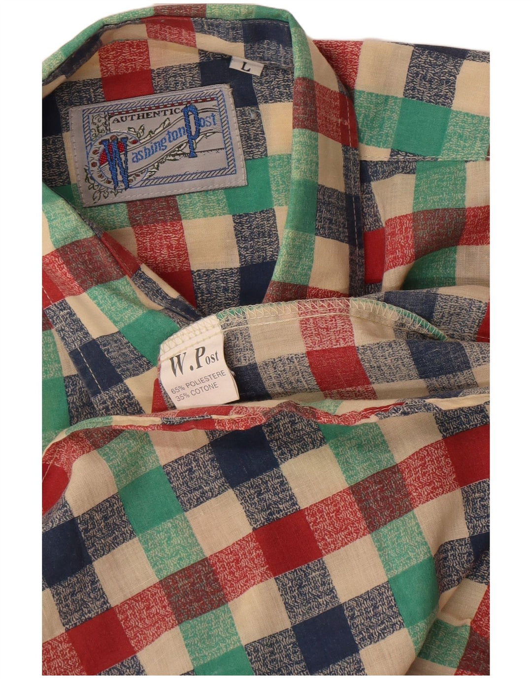 Vintage ανδρικό πουκάμισο μεγάλο πολύχρωμο Gingham Polyester