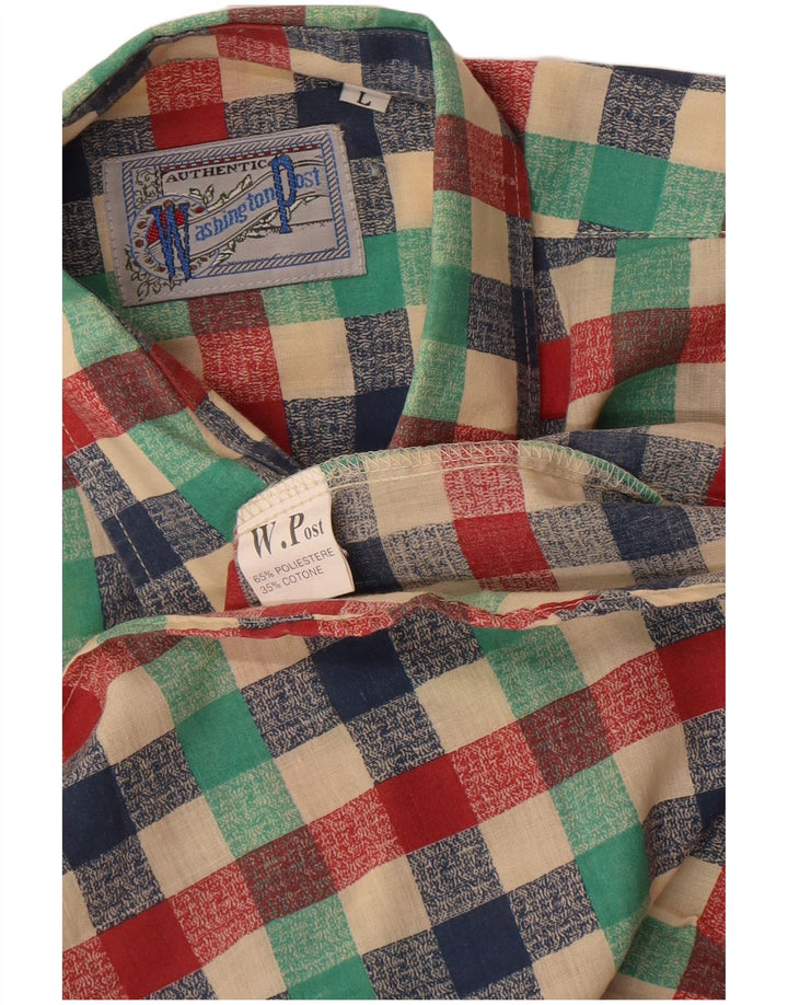 Vintage ανδρικό πουκάμισο μεγάλο πολύχρωμο Gingham Polyester