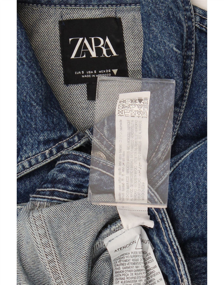 Zara Γυναικείο Τζιν Μπουφάν UK 10 Small Blue Cotton