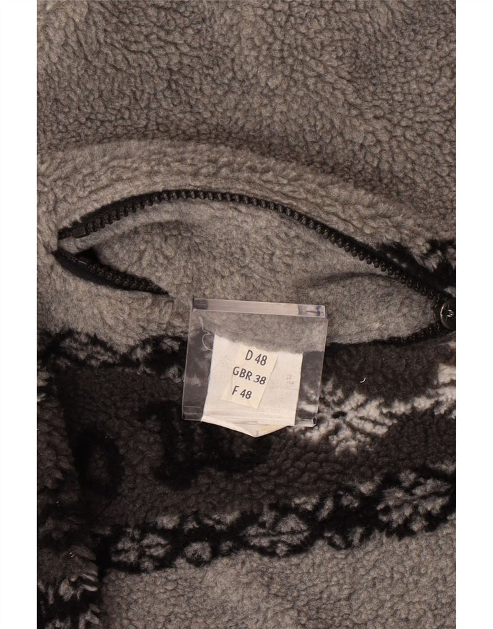 VINTAGE Ανδρικό γραφικό αναστρέψιμο μπουφάν φλις UK 38 Medium Grey Fair Isle