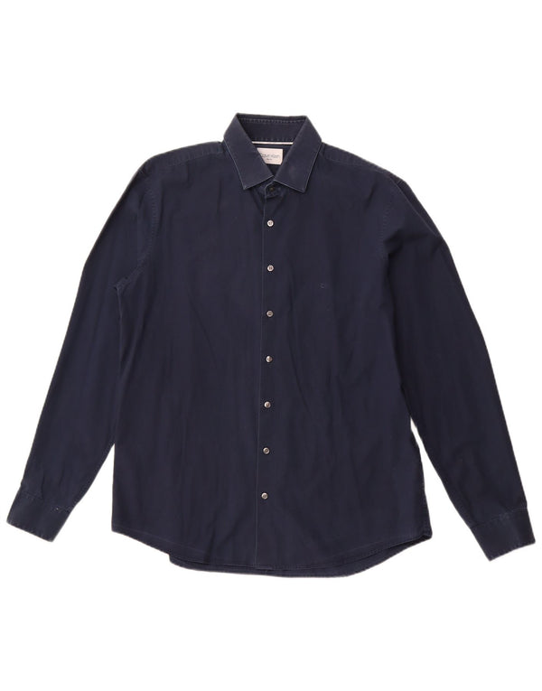 CALVIN KLEIN Ανδρικό πουκάμισο Slim Fit Μέγεθος 16 1/2 Large Navy Blue από βαμβάκι