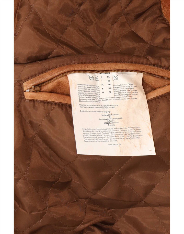 Trapper Ανδρικό Δερμάτινο Μπουφάν IT 56 3XL Καφέ Δερμάτινο