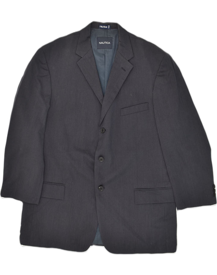 NAUTICA Mens 3 Button Blazer Jacket UK 44 2XL Navy Blue Wool | Vintage Nautica | Thrift | Second-Hand Nautica | Used Clothing | Messina Hembry 