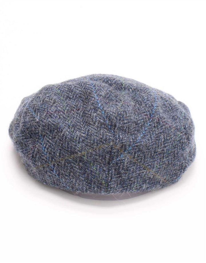 John Hanly Ανδρικό Flat Cap XL Blue ψαροκόκκαλο New Wool Classic