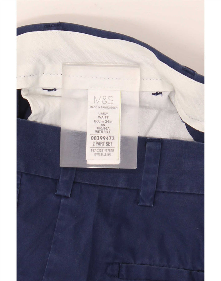 Ανδρικό σορτς Chino Marks & Spencer W34 μεγάλο μπλε βαμβακερό