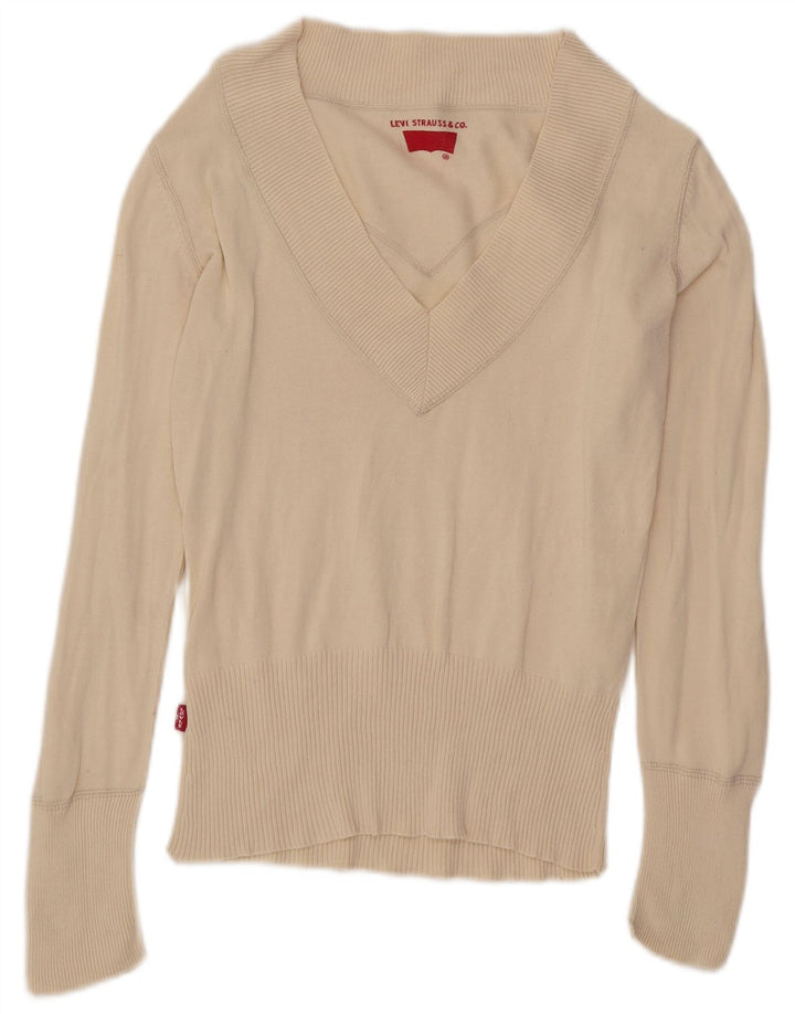 Γυναικείο πουλόβερ Levi's V-Neck Jumper UK 12 Medium Off White